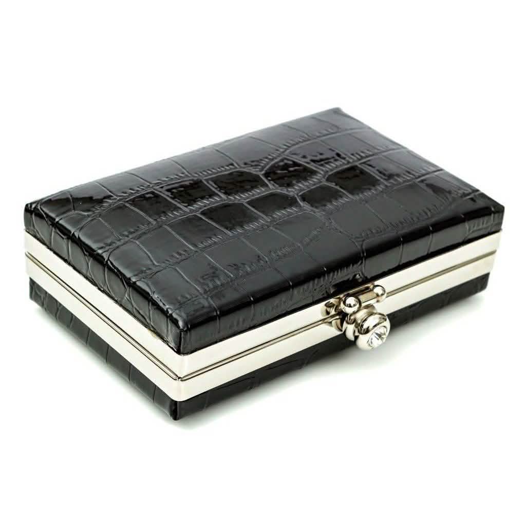 Glambag Shiny Exotic Croc Frame Clutch Bags & Travel - DailySale