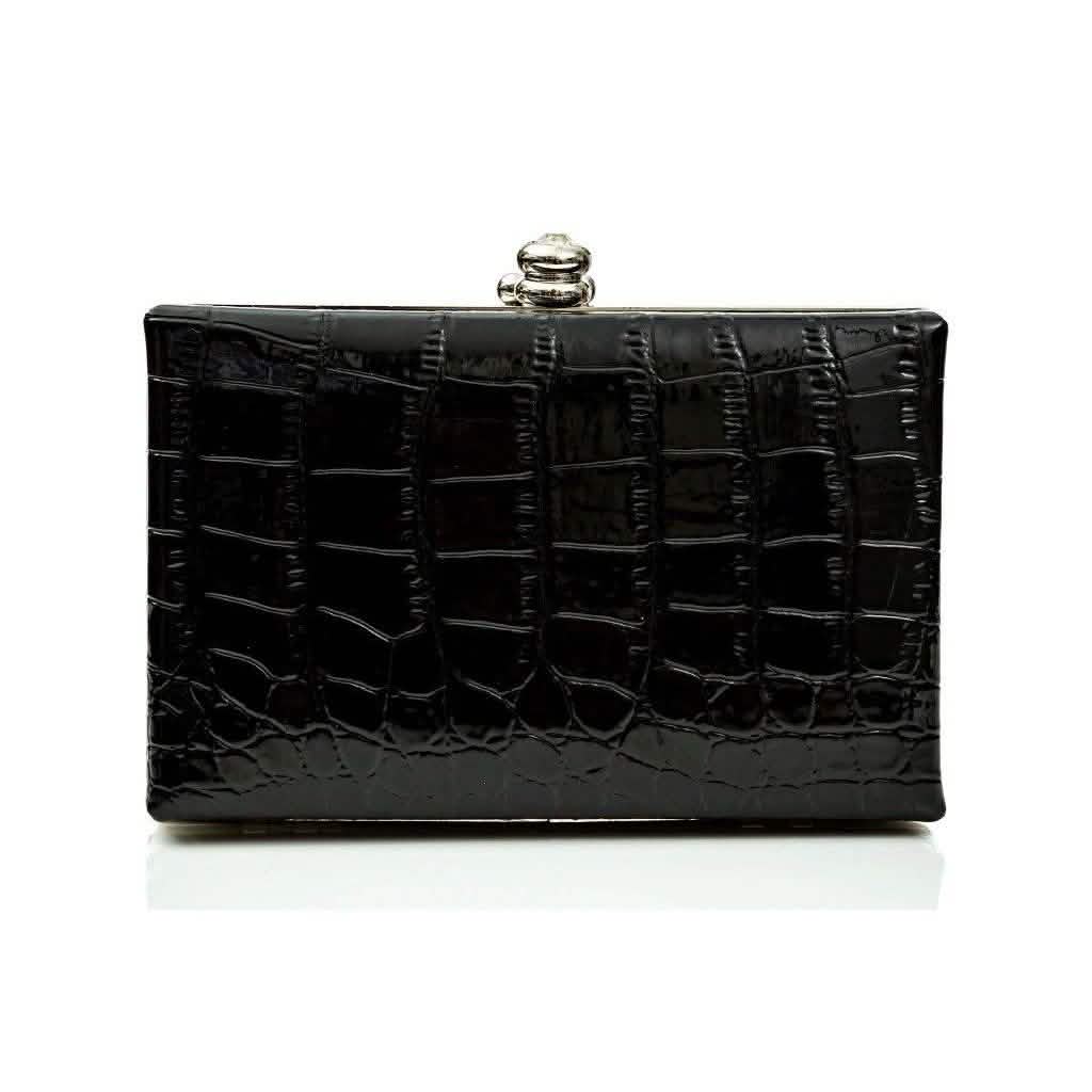 Glambag Shiny Exotic Croc Frame Clutch Bags & Travel - DailySale