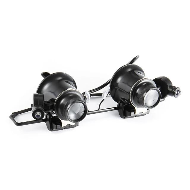 Front/top view of Type 20X Magnifier Glasses With White Led Light, with arms folded