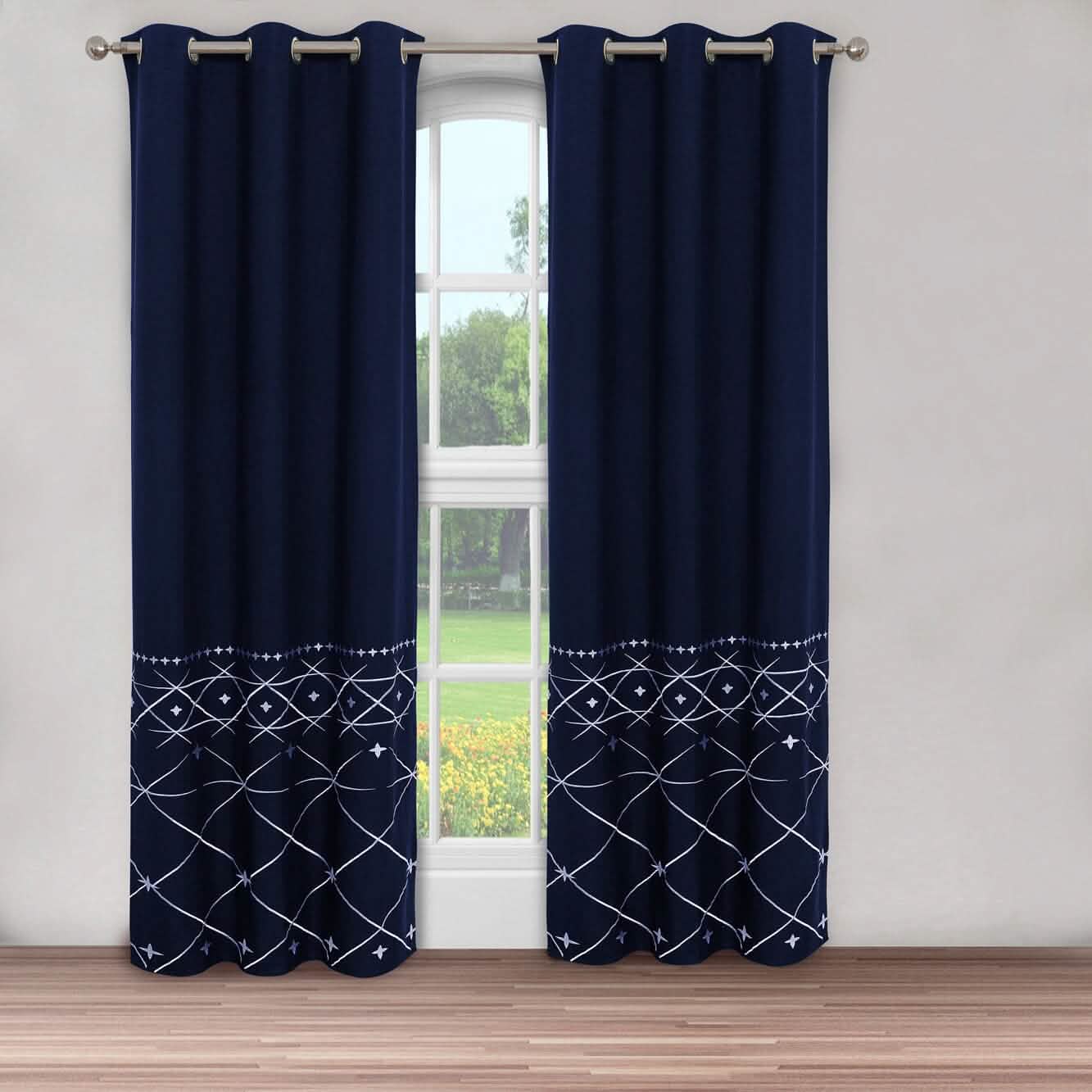 Global Indigo Embroidered Window Panel Pair Furniture & Decor - DailySale