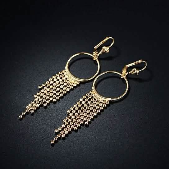 Gold Plated Chain Drop Hoop Earrings - Assorted Styles Jewelry - DailySale