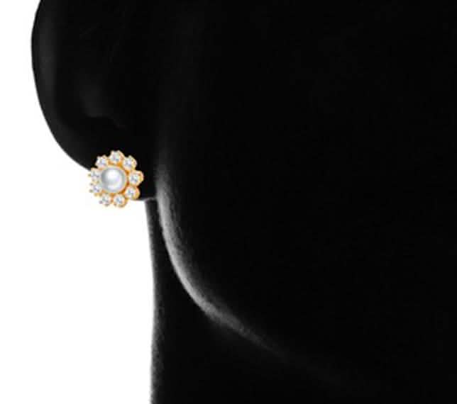 Gold Plated Cultured Pearl Stud Earrings Jewelry - DailySale