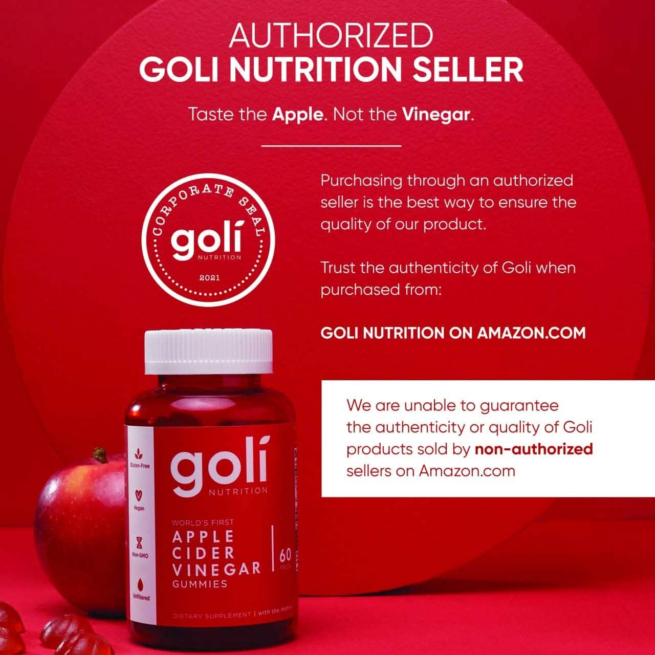 Goli Apple Cider Vinegar Gummy Vitamins by Goli Nutrition Wellness - DailySale