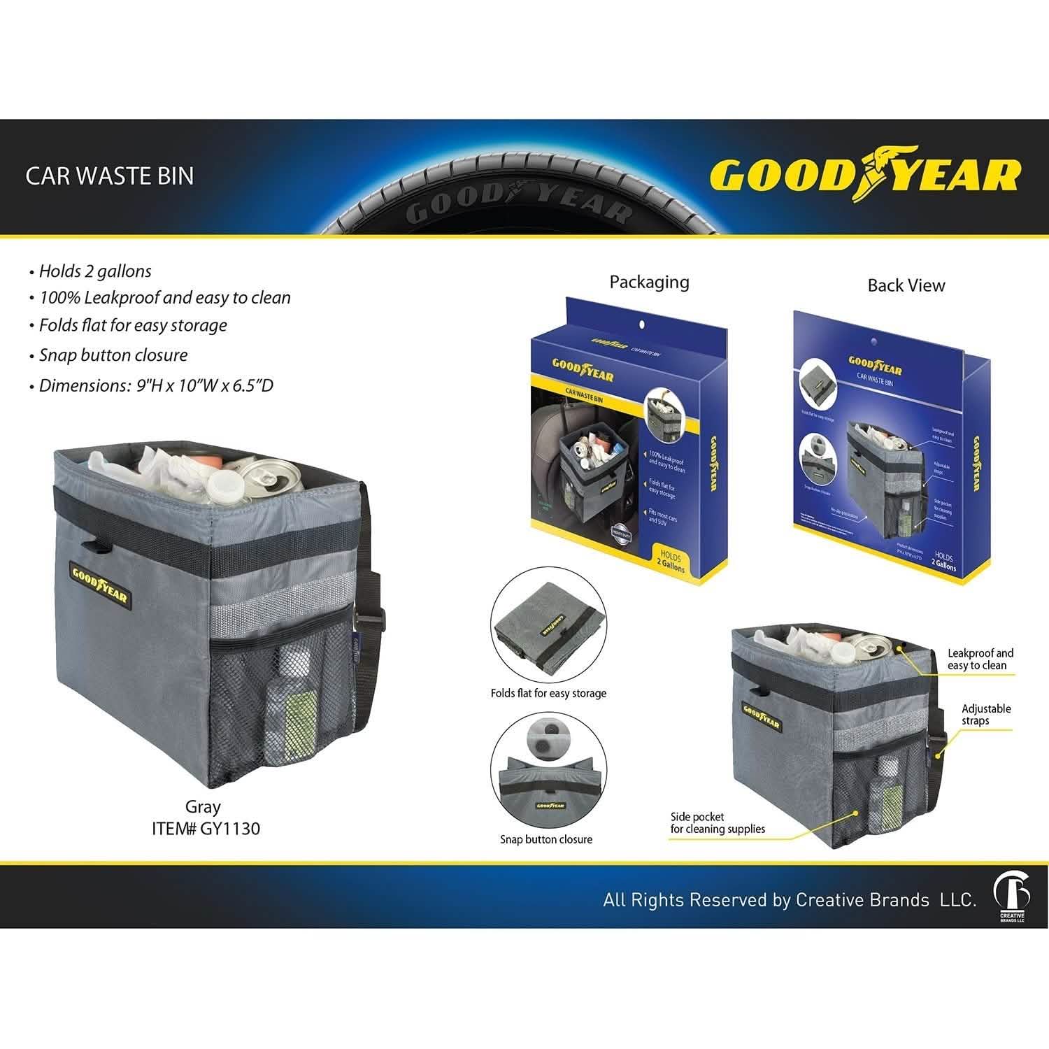 Goodyear Car Waste Bin Auto Accessories - DailySale