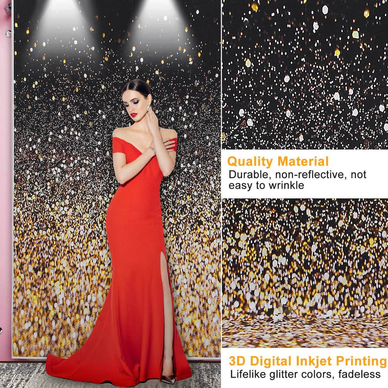Gradual Glitter Black Gold Bokeh Spots Photography Background Everything Else - DailySale