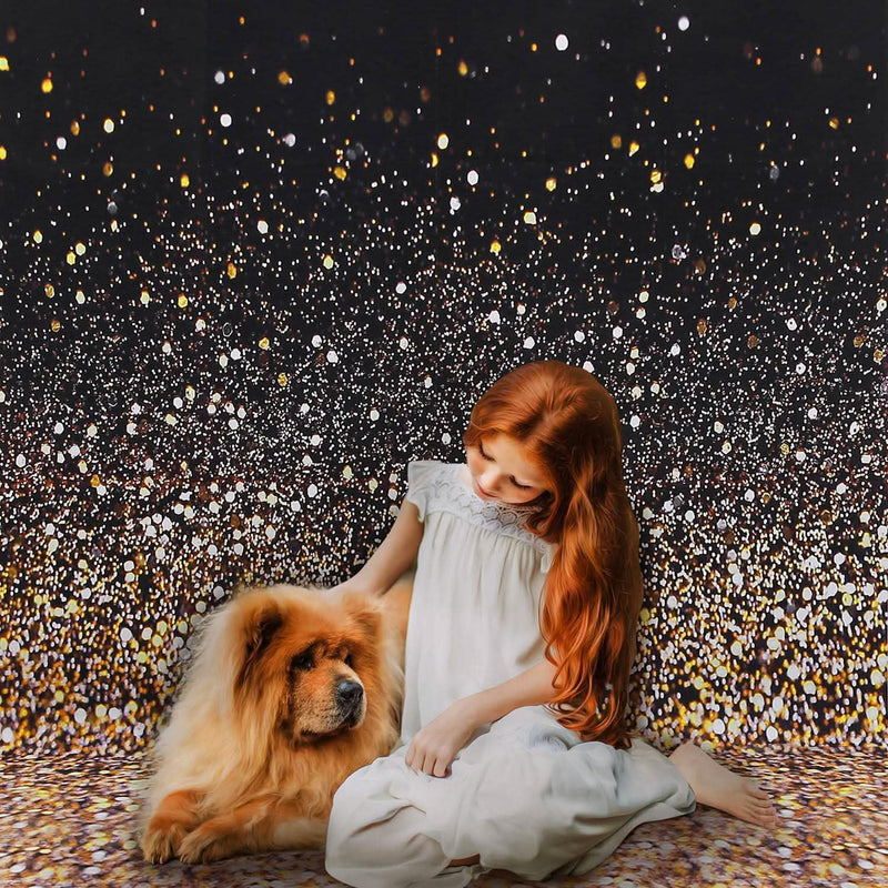 Gradual Glitter Black Gold Bokeh Spots Photography Background Everything Else - DailySale