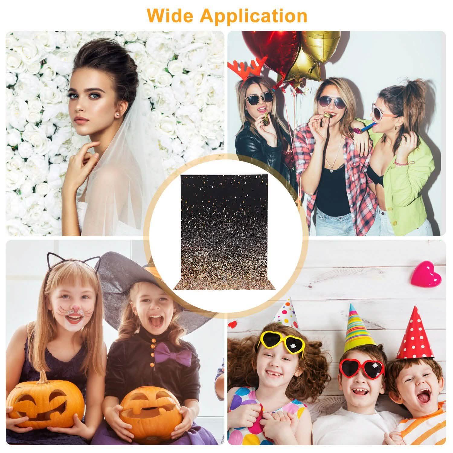 Gradual Glitter Black Gold Bokeh Spots Photography Background Everything Else - DailySale