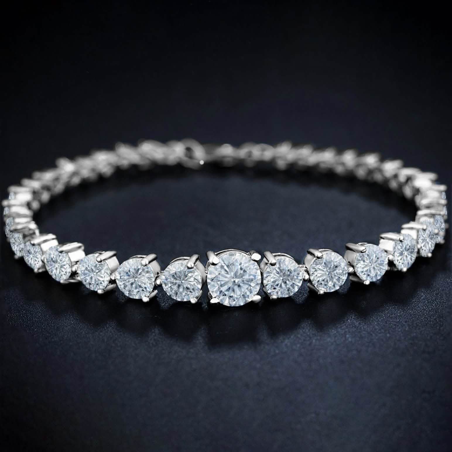 Graduated Cubic Zirconia Tennis Bracelets Bracelets White Gold - DailySale