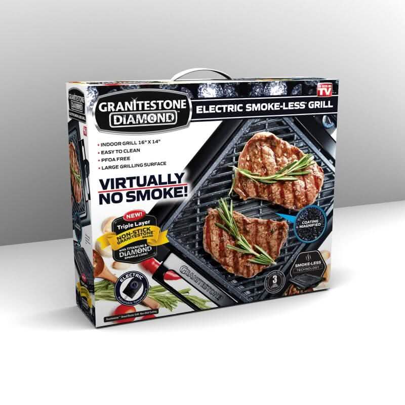 GraniteStone Diamond Non-Stick Aluminum Smokeless Indoor Electric Grill Kitchen Essentials - DailySale