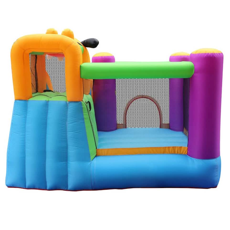 Green Dog Bouncy Castle House Slide and Jump 450W Blower Toys & Games - DailySale