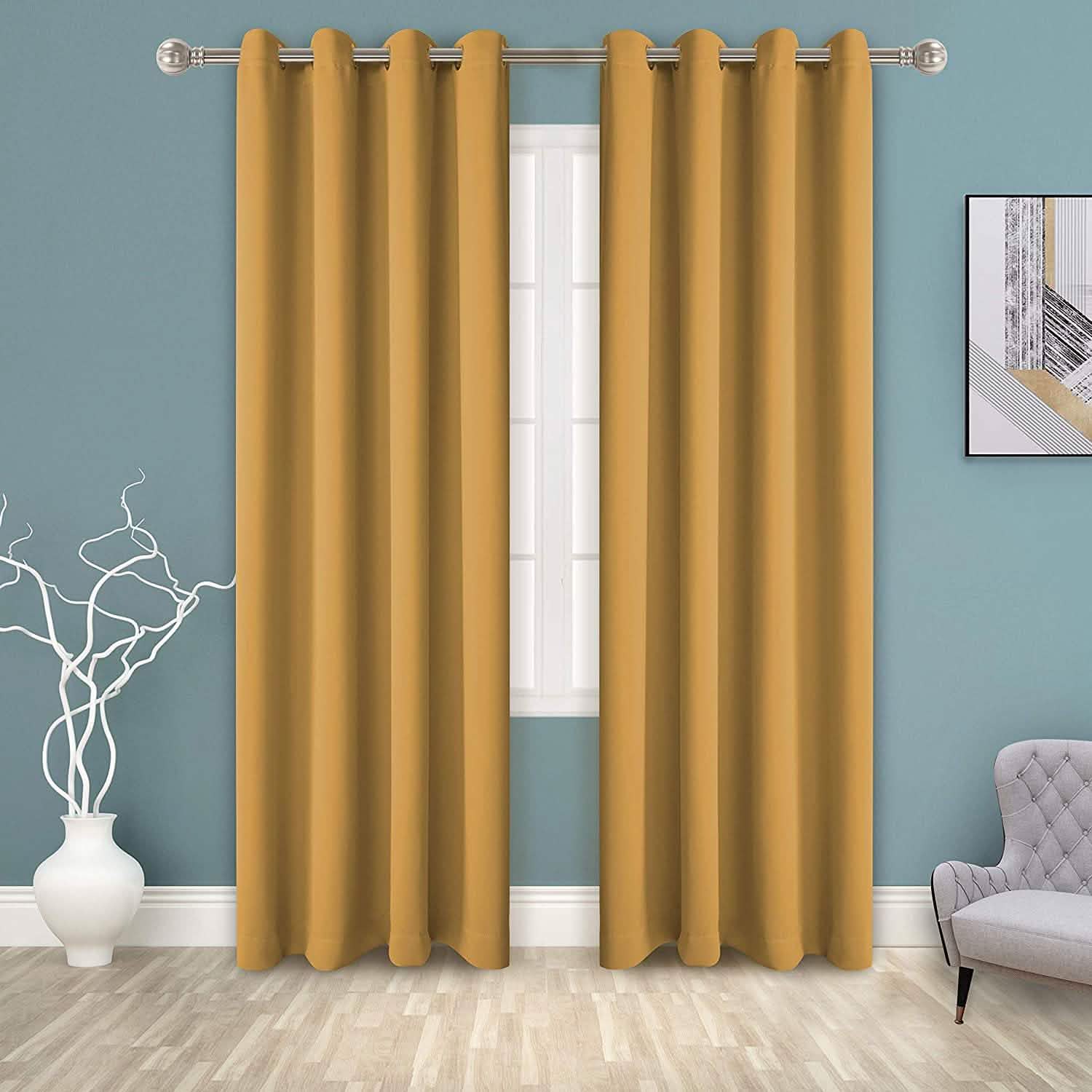 Grommet Top Room Darkening Blackout Curtain Panels Furniture & Decor Gold 1-Pack - DailySale