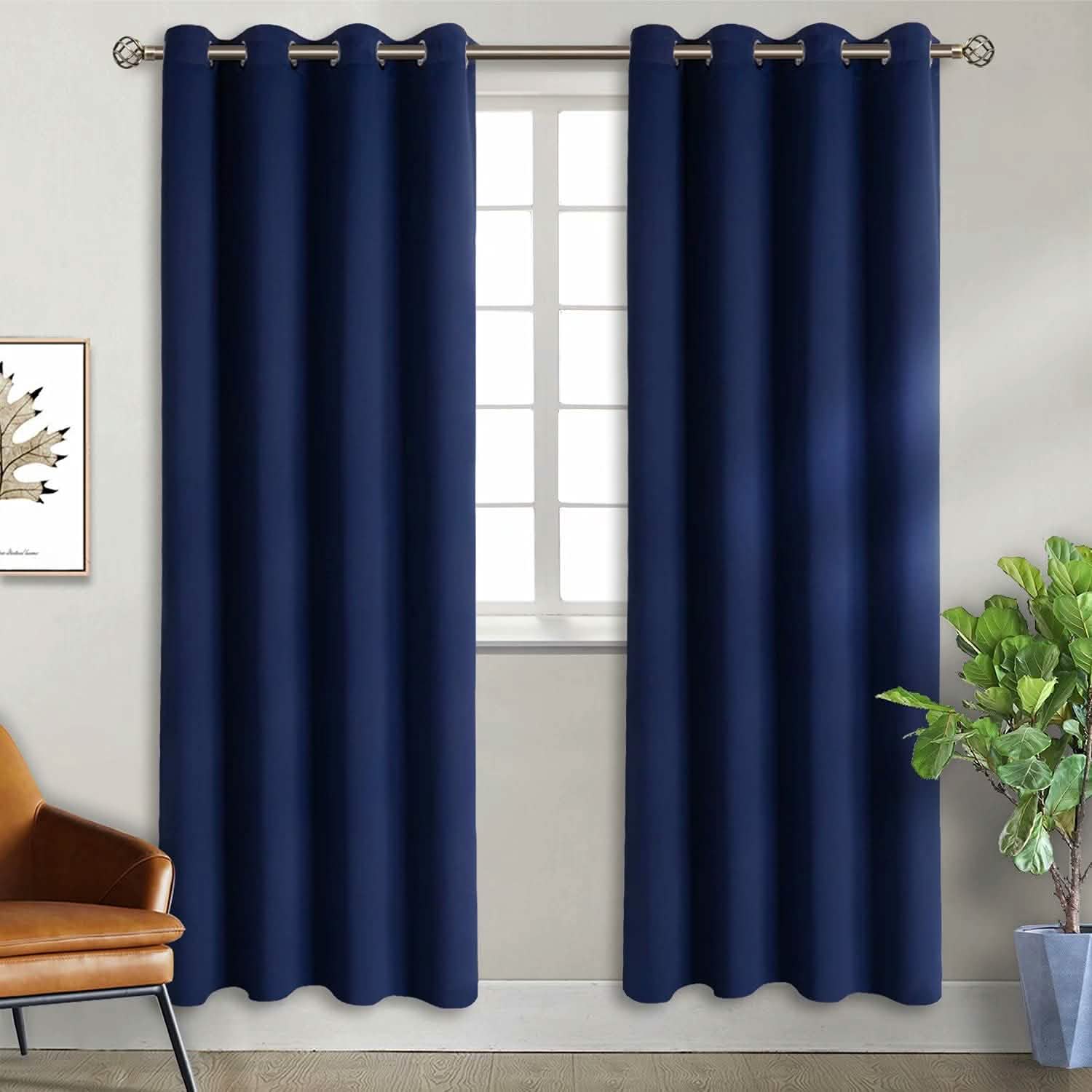 Grommet Top Room Darkening Blackout Curtain Panels Furniture & Decor Navy 1-Pack - DailySale