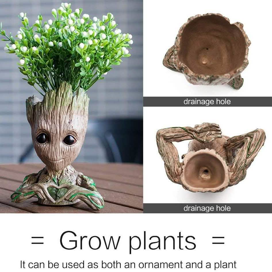 Groot Pen Pot Tree Man Pens Holder or Flower Pot with Drainage Hole Everything Else - DailySale