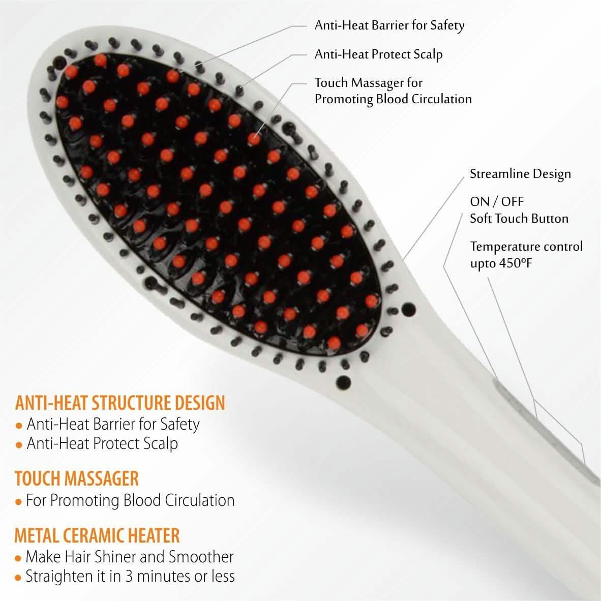 Hair Straightening Brush ION heating technology, Temperature Control Beauty & Personal Care - DailySale