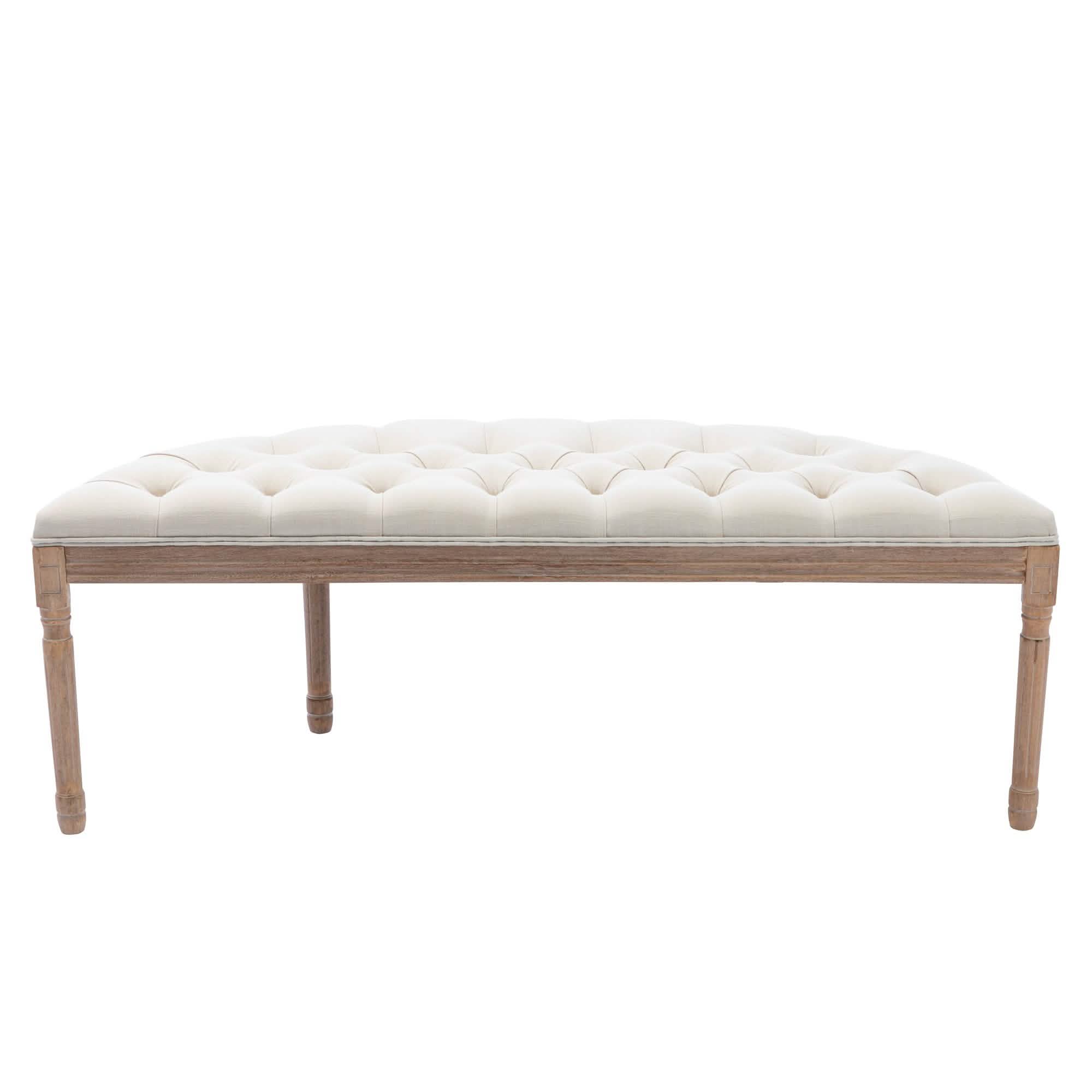 Half Moon French Vintage Bench with Padded Seat & Rubberwood Legs Furniture & Decor - DailySale