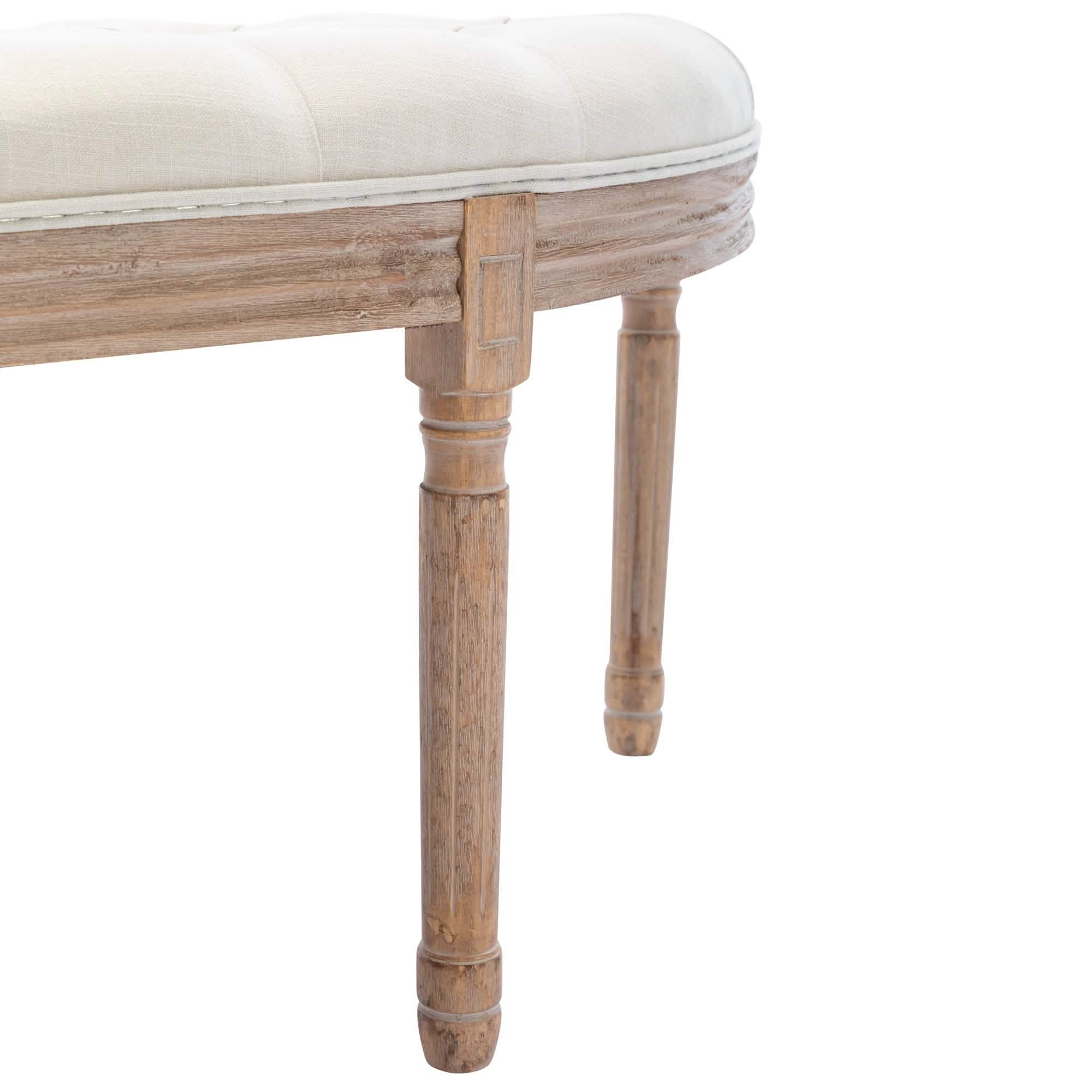 Half Moon French Vintage Bench with Padded Seat & Rubberwood Legs Furniture & Decor - DailySale