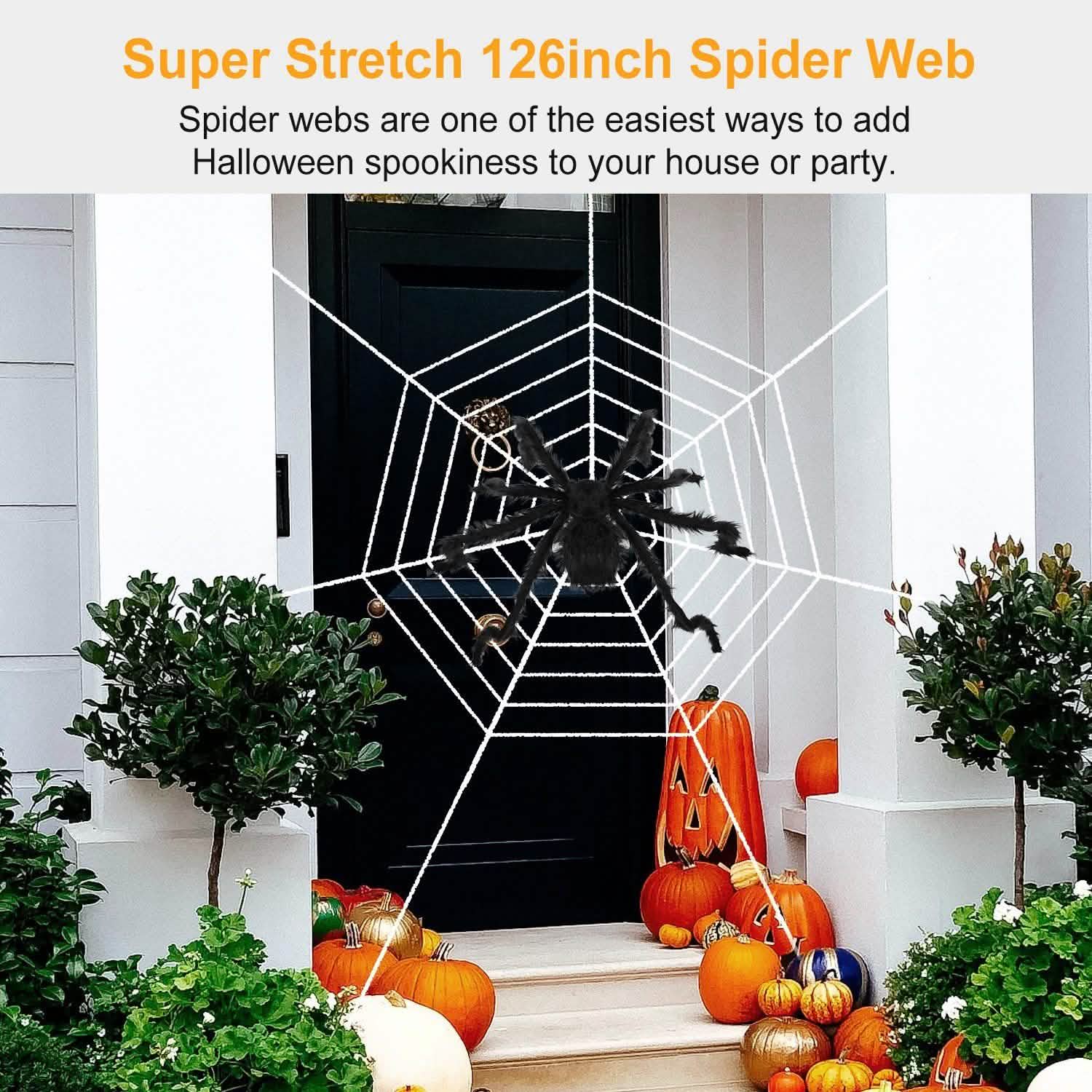 Halloween Decorations Spider 49" with 126" Tarantula Mega Spider Web Furniture & Decor - DailySale