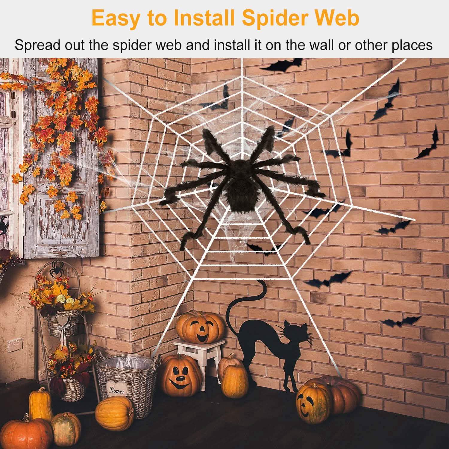 Halloween Decorations Spider Outdoor Stretch Cobweb Furniture & Decor - DailySale