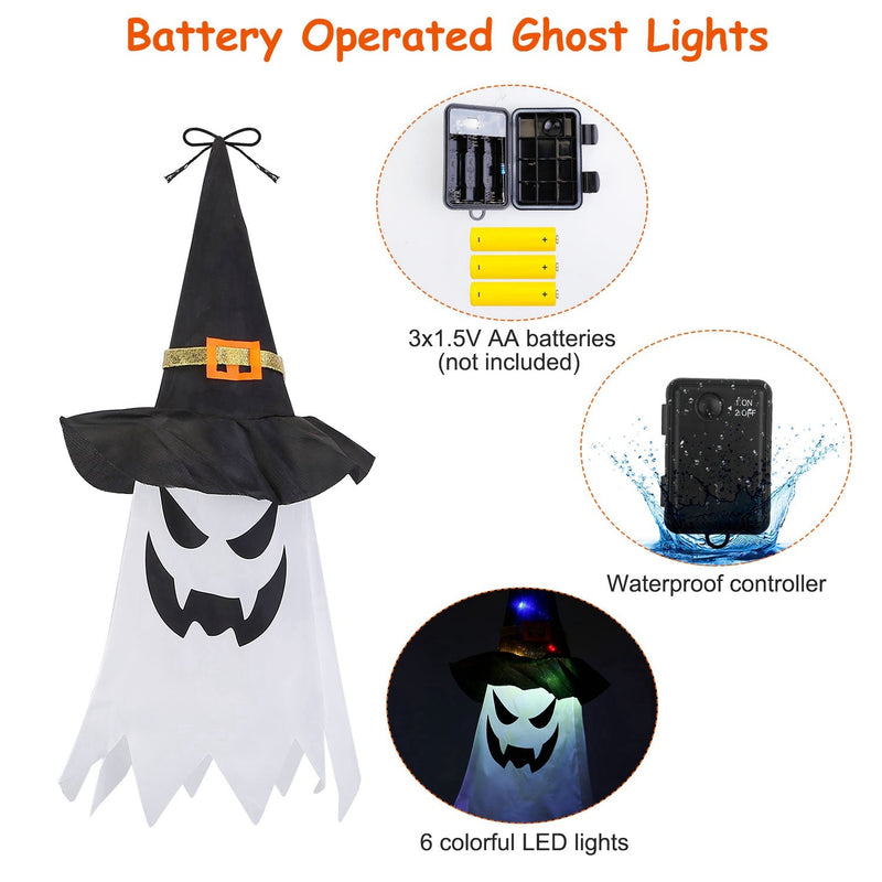 Halloween Ghost Witch Hat Hanging Light Lantern Holiday Decor & Apparel - DailySale