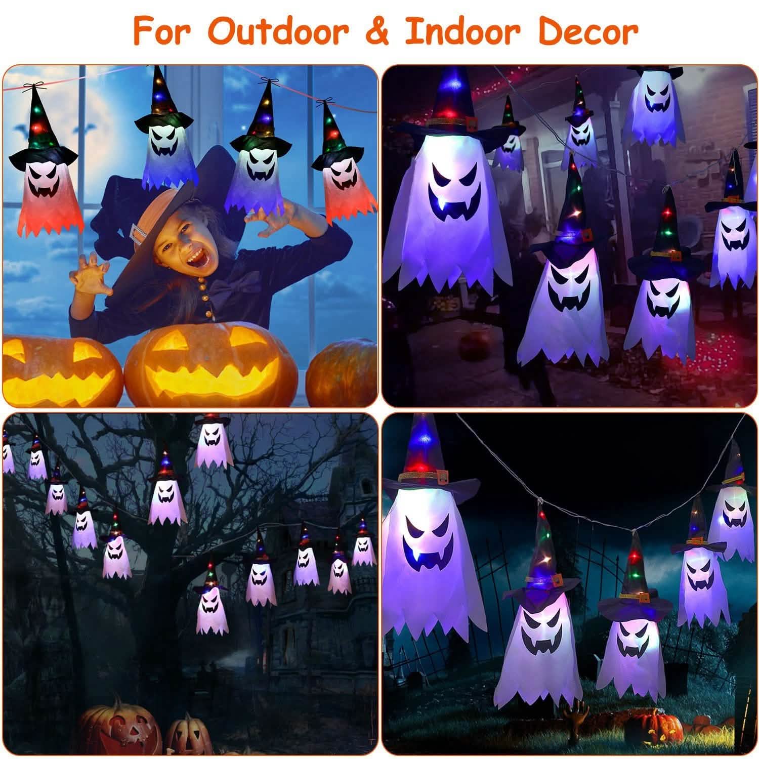 Halloween Ghost Witch Hat Hanging Light Lantern Holiday Decor & Apparel - DailySale