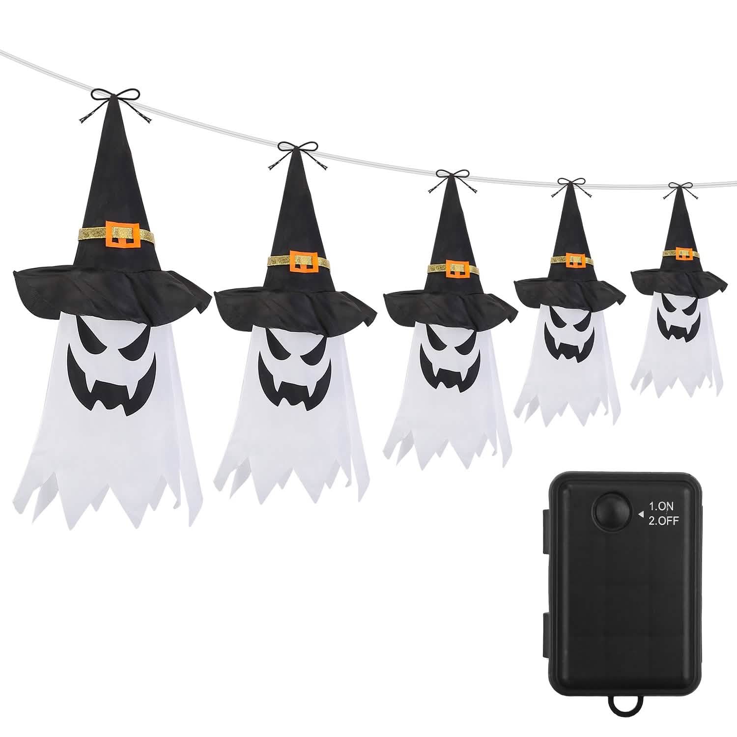 Halloween Ghost Witch Hat Hanging Light Lantern Holiday Decor & Apparel - DailySale