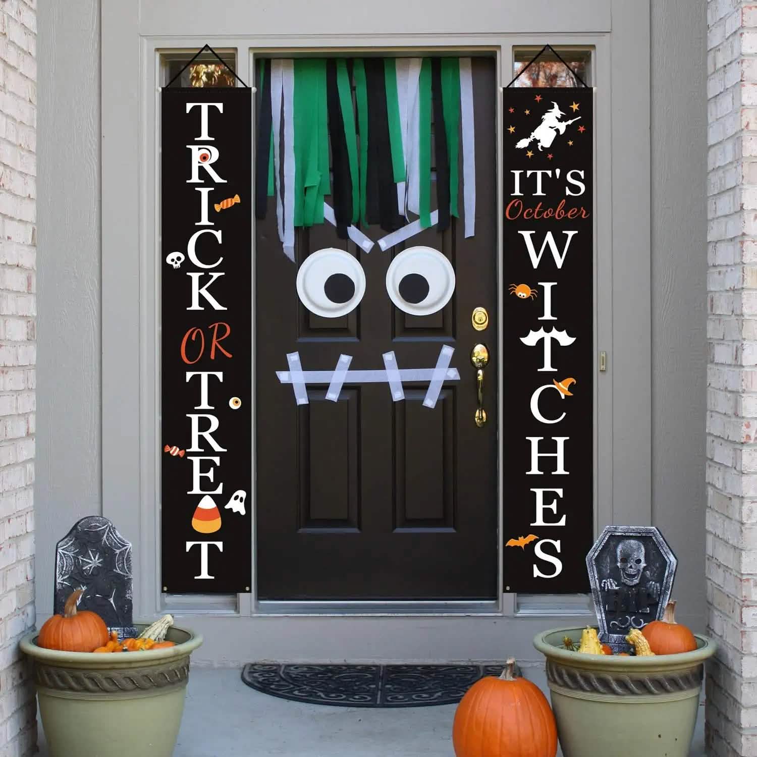 Halloween Porch Decoration October Witch Front Porch Banner Decorations Holiday Decor & Apparel - DailySale
