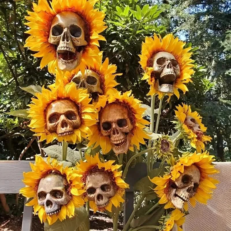 Halloween Sunflower Skull Head Garden Decoration Holiday Decor & Apparel - DailySale