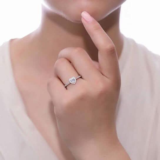 Halo Heart Cut Engagement Ring Rings - DailySale