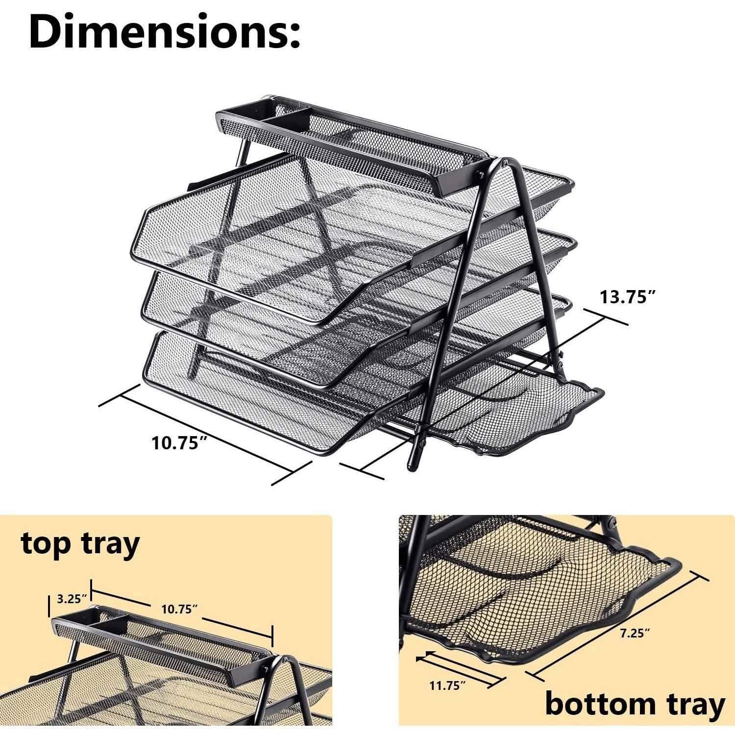 Halter 3 Tier Mesh Desktop Organizer with Sliding Paper Trays Everything Else - DailySale