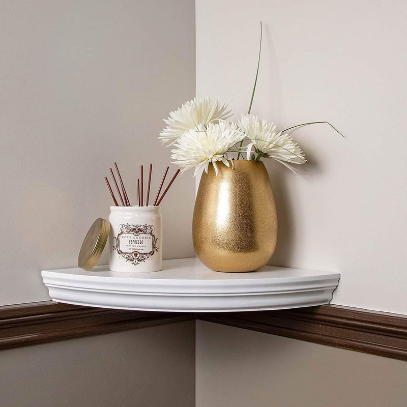 Halter Corner Floating Shelf – Space Saving Round Design with No Visible Support Closet & Storage - DailySale
