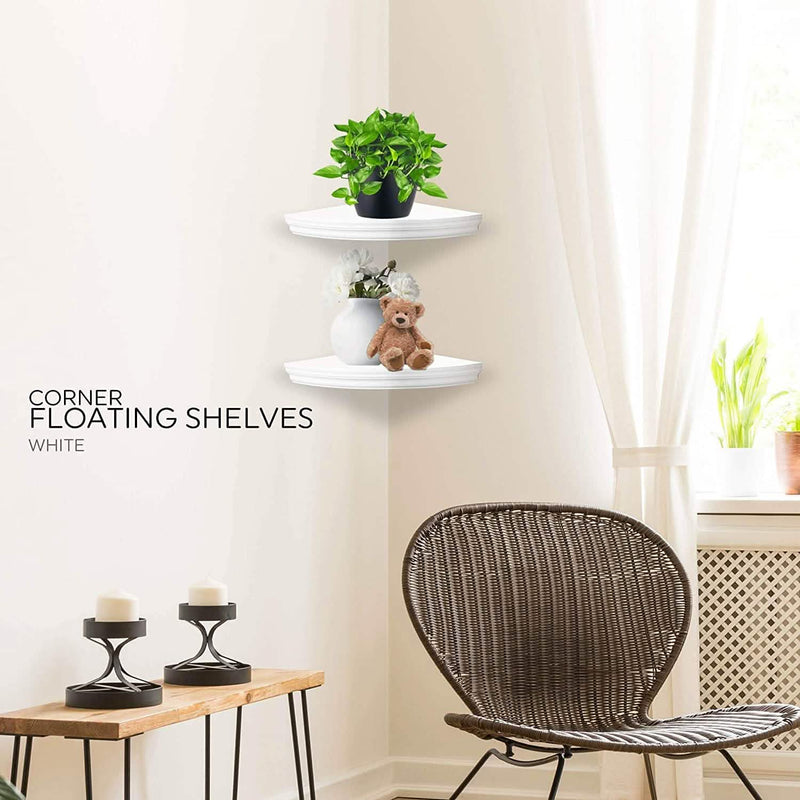 Halter Corner Floating Shelf – Space Saving Round Design with No Visible Support Closet & Storage - DailySale