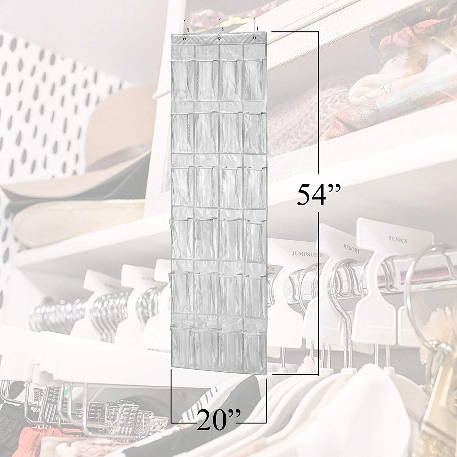 Halter Over the Door Hanging Shoe Organizer with 24 Pockets Closet & Storage - DailySale