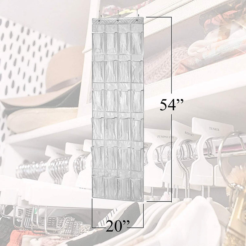 Halter Over the Door Hanging Shoe Organizer with 24 Pockets Closet & Storage - DailySale