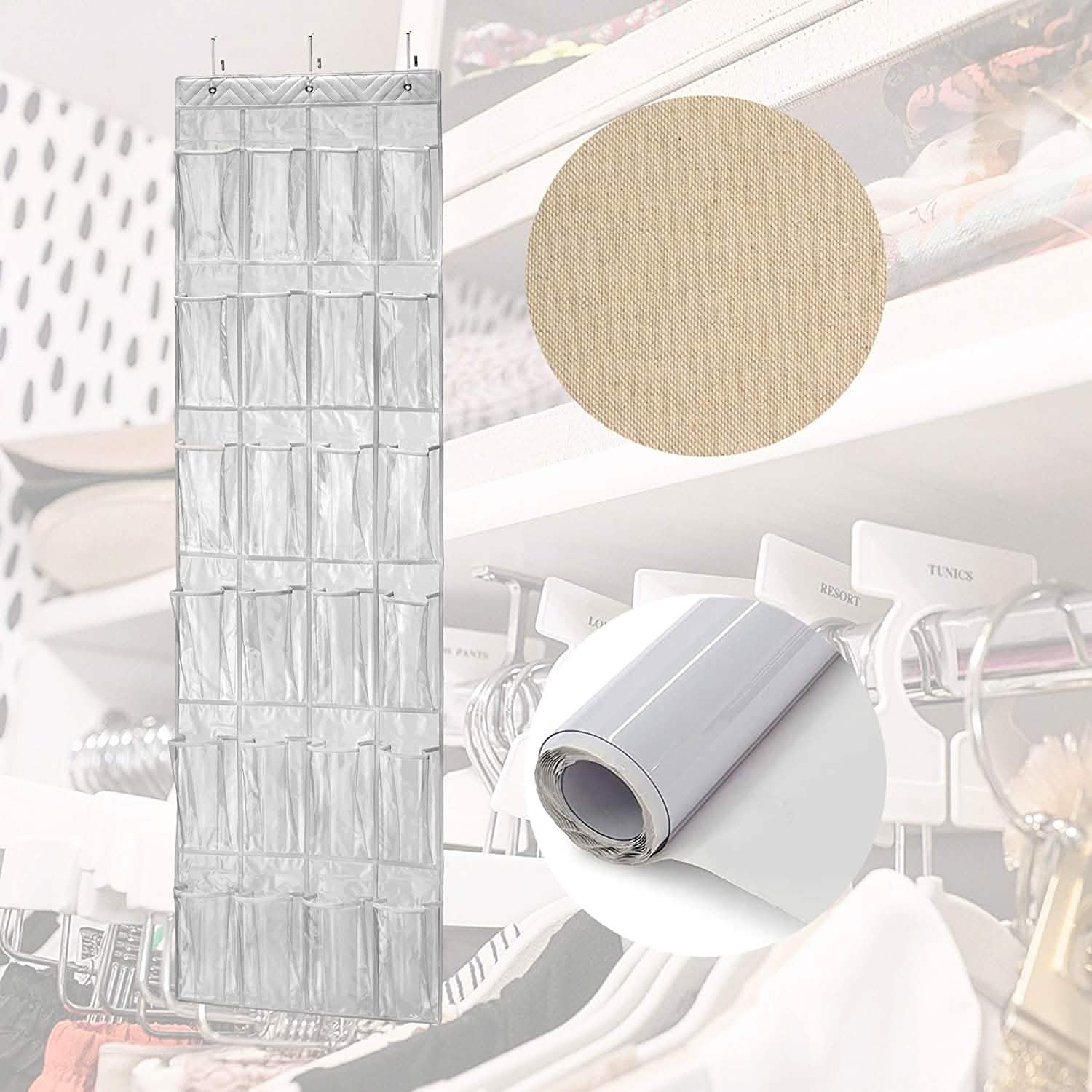 Halter Over the Door Hanging Shoe Organizer with 24 Pockets Closet & Storage - DailySale