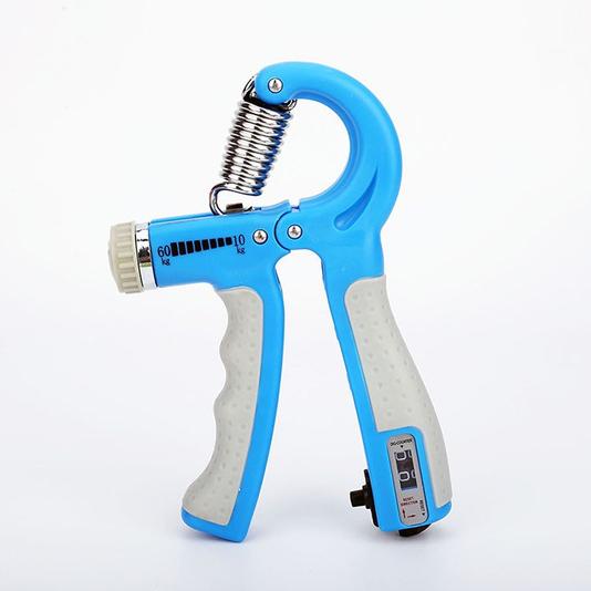 Hand Grip Trainer Gripper Strengthener shown in blue against a white background