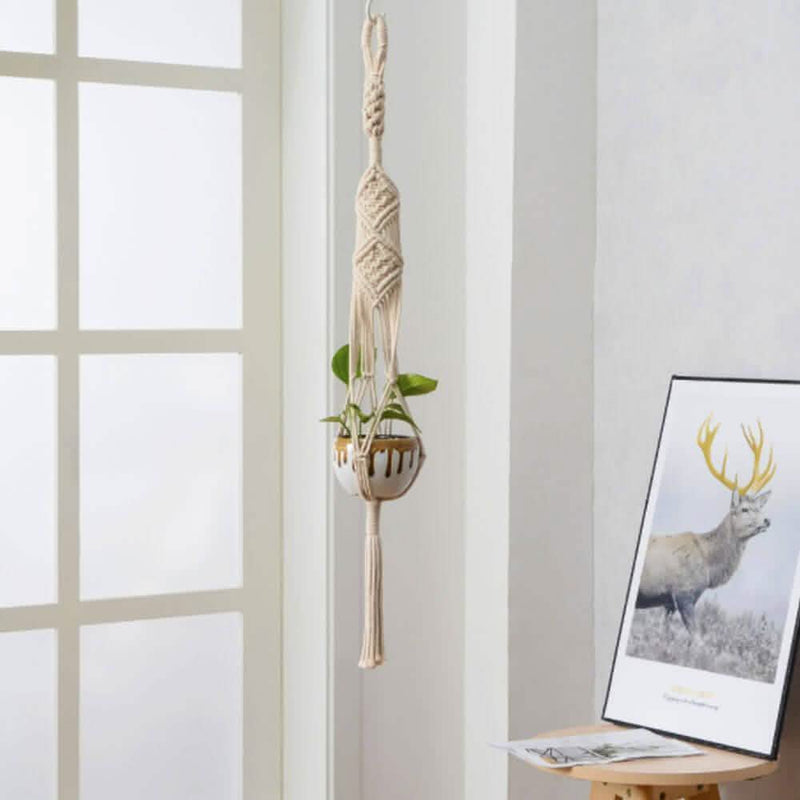 Hand Woven Macrame Tapestry Plant Hanger Holder Furniture & Decor - DailySale