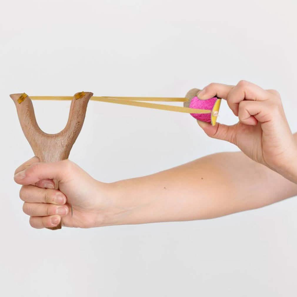 Handcrafted Wood Slingshot With Soft Felt Balls Toys & Games - DailySale