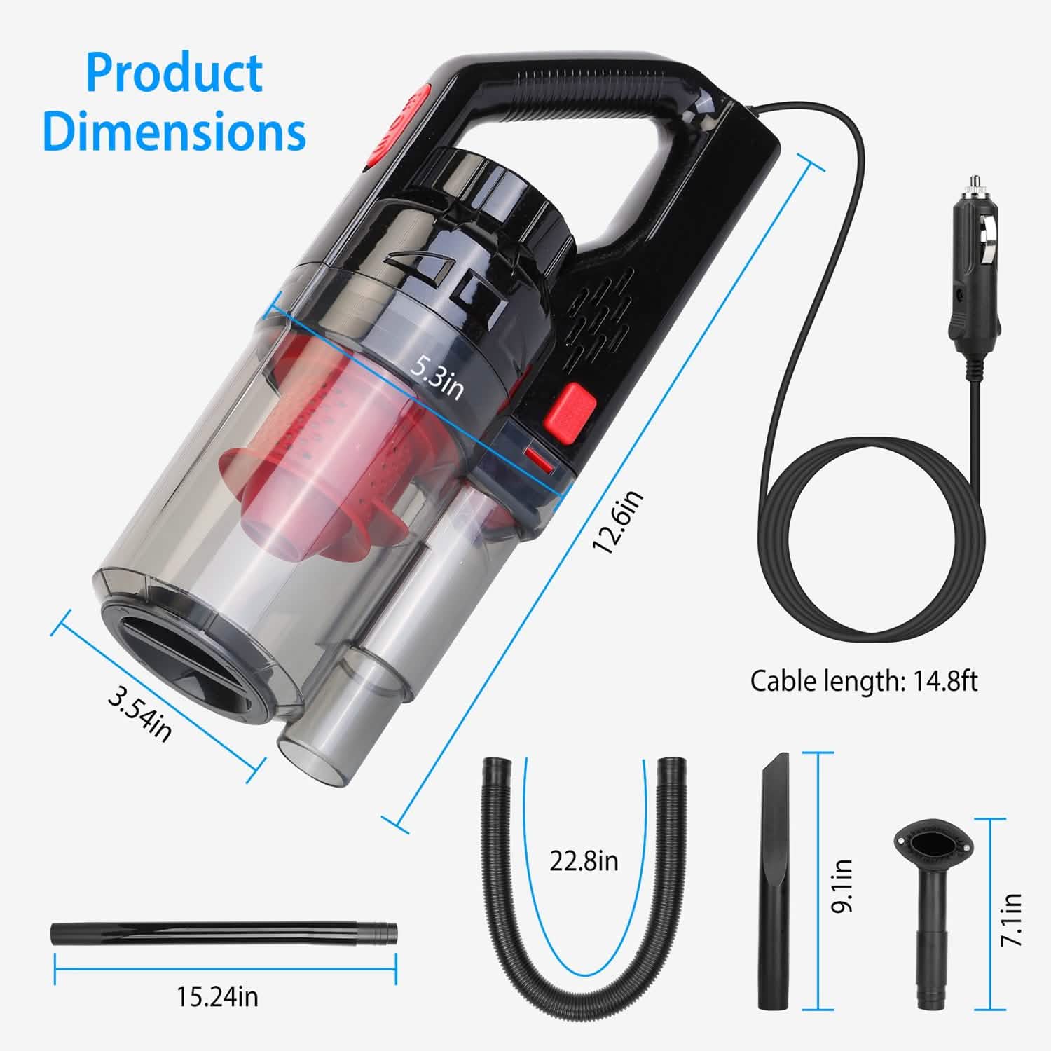 Handheld Car Vacuum Cleaner with Accessory Kit Automotive - DailySale