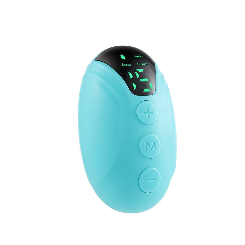 Back view of Handheld Sleep Instrument in color green shown with a white background