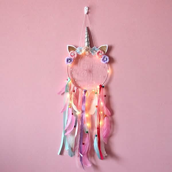 Handmade Feather Dream Catcher Wall Hanging Decoration Furniture & Decor With Light Pink - DailySale