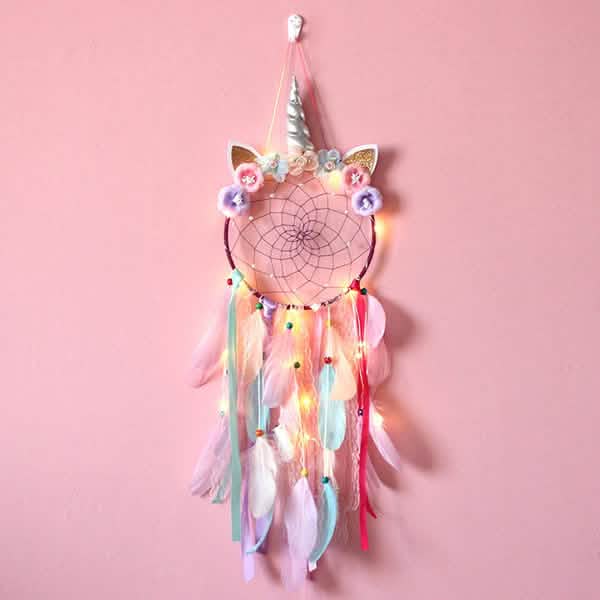 Handmade Feather Dream Catcher Wall Hanging Decoration Furniture & Decor With Light Purple - DailySale