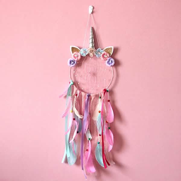 Handmade Feather Dream Catcher Wall Hanging Decoration Furniture & Decor Without Light Pink - DailySale