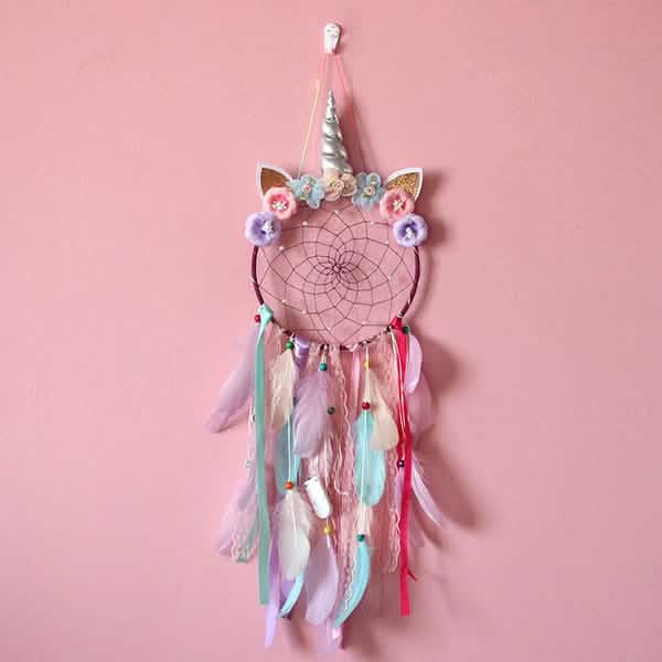 Handmade Feather Dream Catcher Wall Hanging Decoration Furniture & Decor Without Light Purple - DailySale