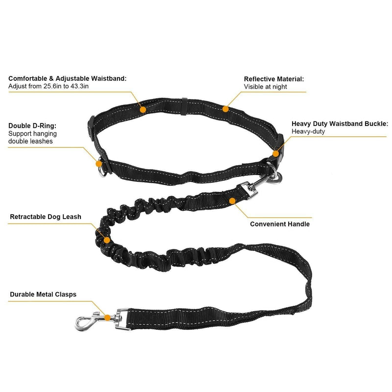 Hands Free Dogs Leash Waist Belt Pet Supplies - DailySale