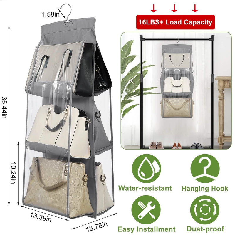 Hanging HandBag Organizer with 6 Pockets Closet Purse Storage Closet & Storage - DailySale