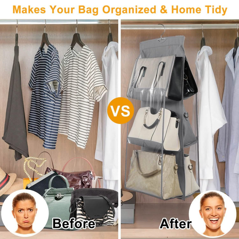 Hanging HandBag Organizer with 6 Pockets Closet Purse Storage Closet & Storage - DailySale
