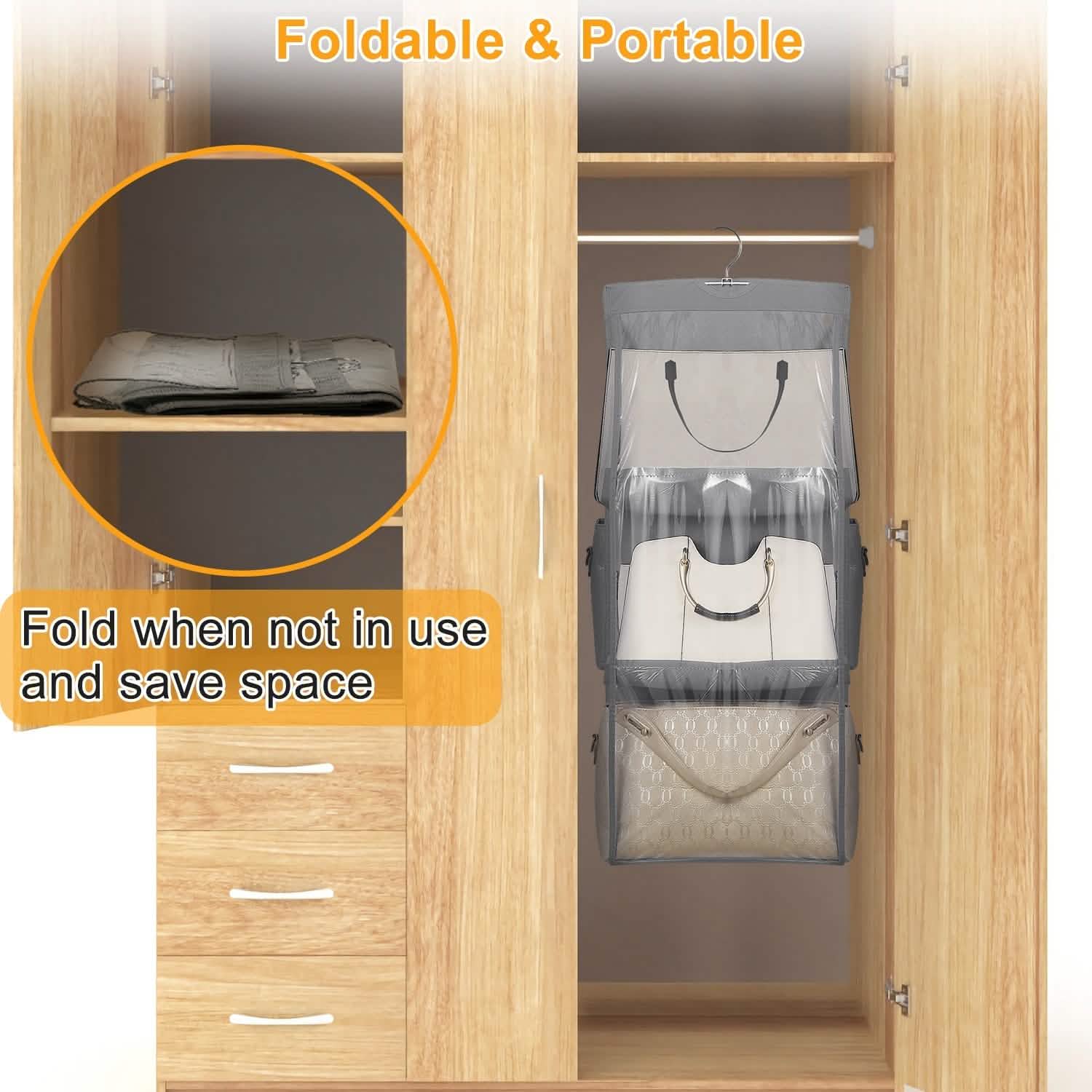 Hanging HandBag Organizer with 6 Pockets Closet Purse Storage Closet & Storage - DailySale