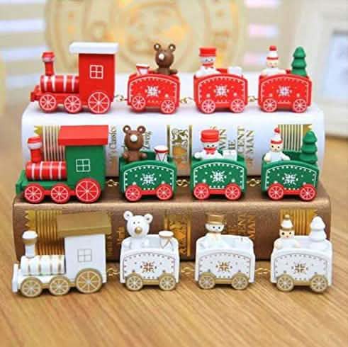 Happy Trees Wooden Christmas Train with Snowman Holiday Decor & Apparel - DailySale