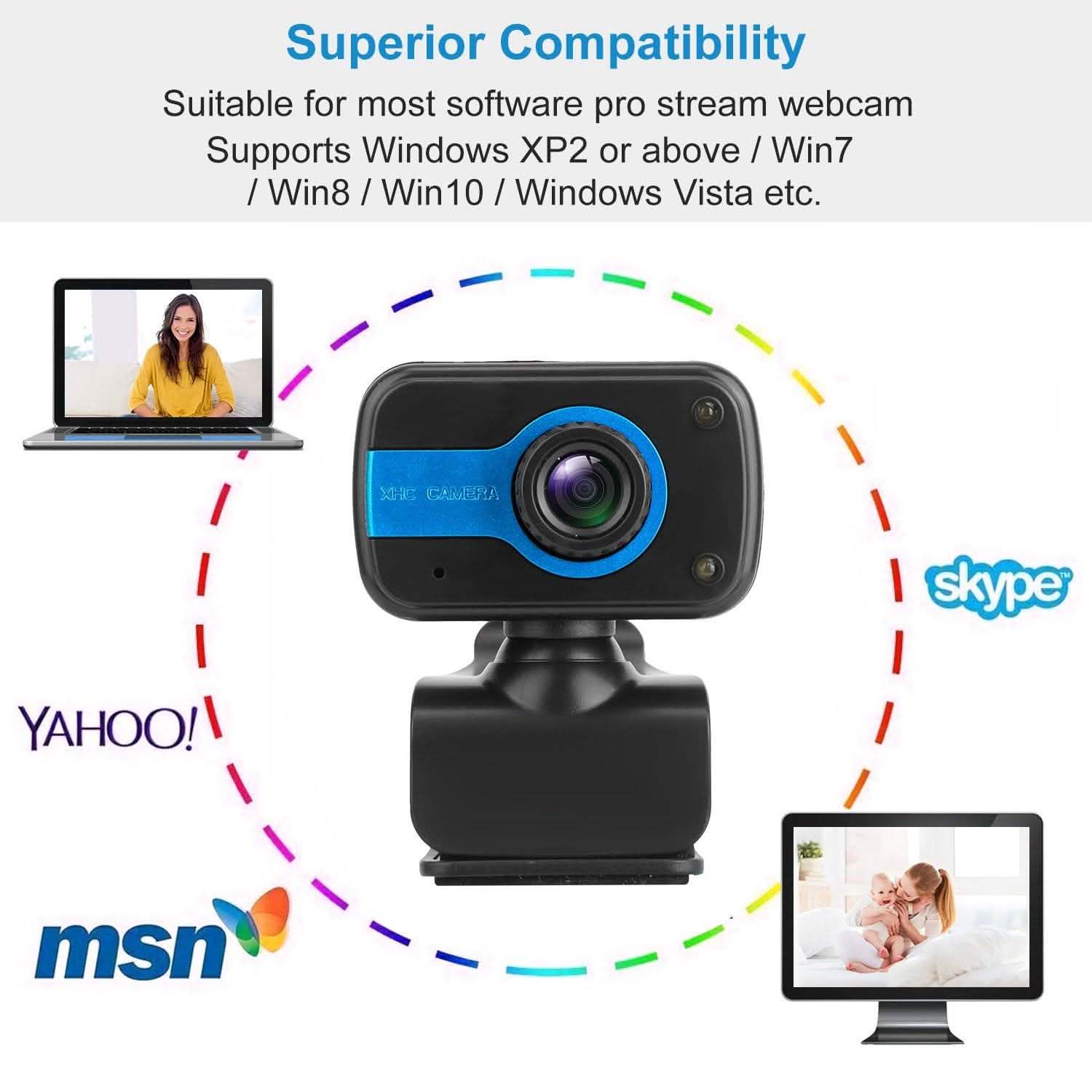 HD Webcam USB PC with Microphone Rotatable Clip Cameras & Surveillance - DailySale