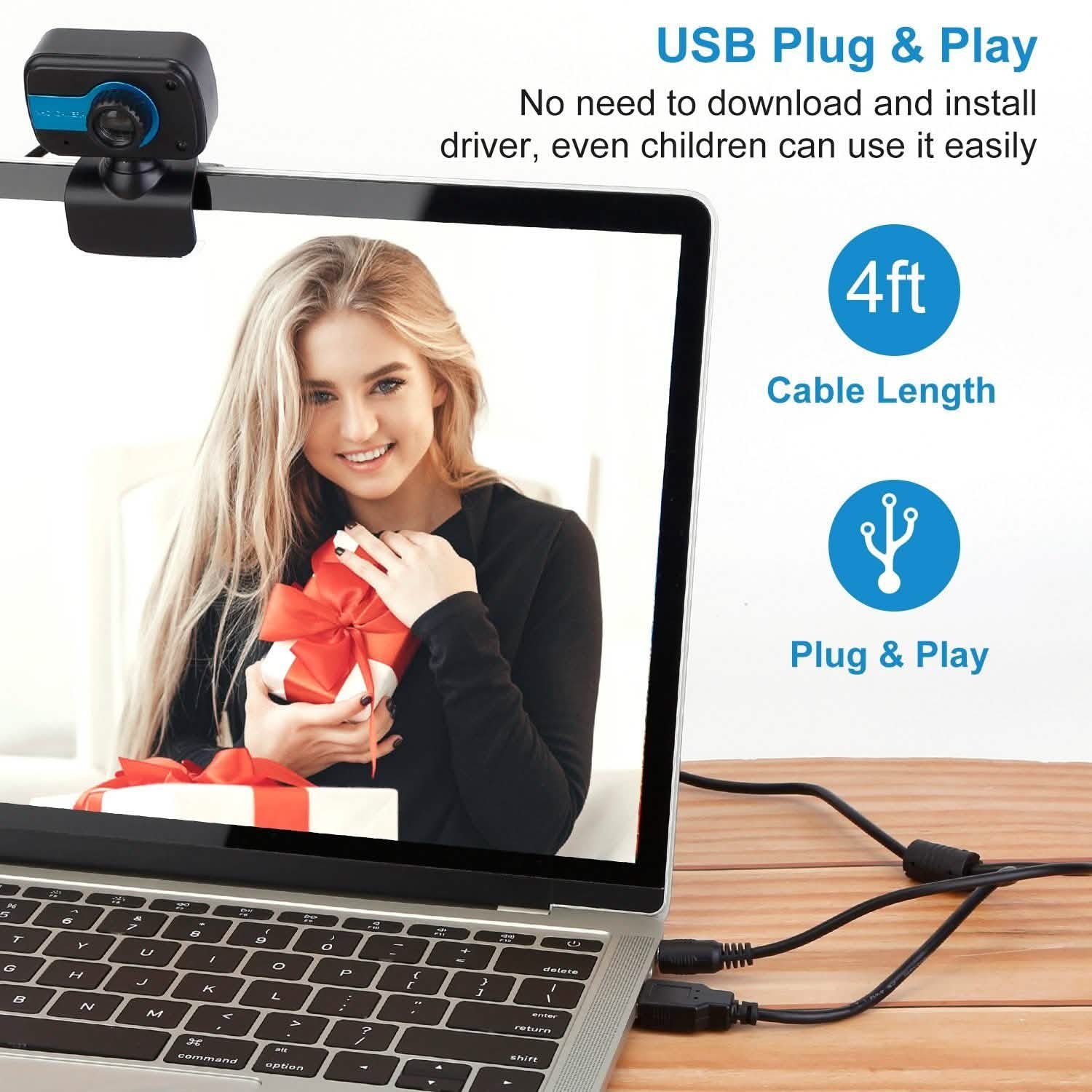 HD Webcam USB PC with Microphone Rotatable Clip Cameras & Surveillance - DailySale